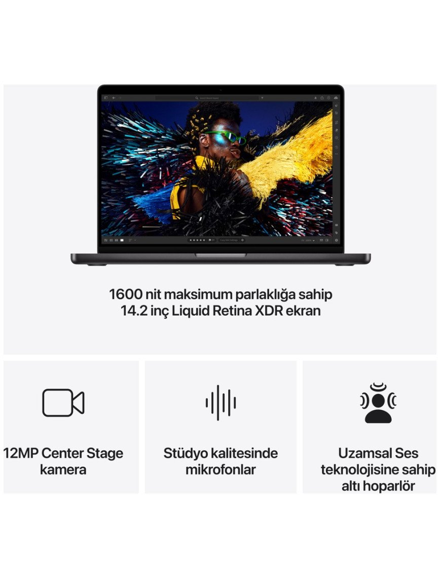 Apple MacBook Pro M4 Pro 24GB 512GB SSD macOS 14" Taşınabilir Bilgisayar Uzay Siyahı MX2H3TU/A